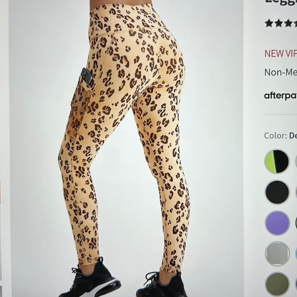 Fabletics Power Hold On-The-Go High-Waisted Legging in Desert Leopard Size L